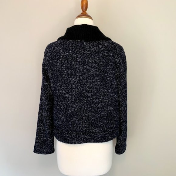 GAP Wool Tweed Moto Jacket with Knit Collar - M - Picture 3 of 7